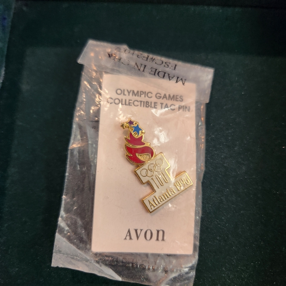 Avon 1996 Olympic Games Pin with Red and Gold Accents